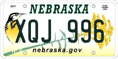NE license plate XQJ996