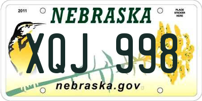 NE license plate XQJ998