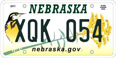 NE license plate XQK054