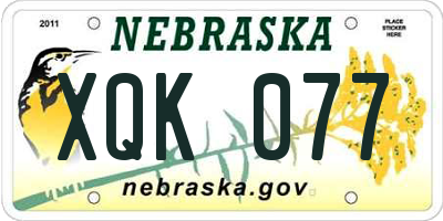 NE license plate XQK077