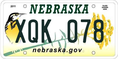 NE license plate XQK078
