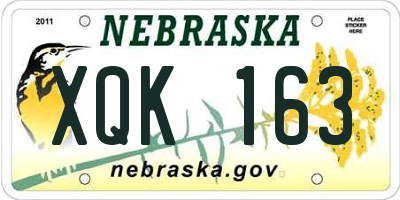 NE license plate XQK163