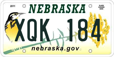 NE license plate XQK184