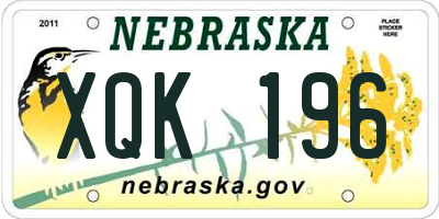 NE license plate XQK196
