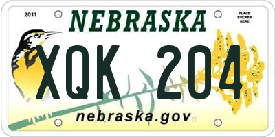 NE license plate XQK204