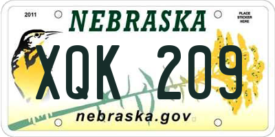 NE license plate XQK209