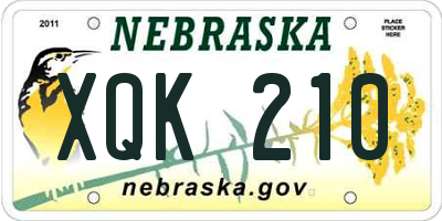 NE license plate XQK210