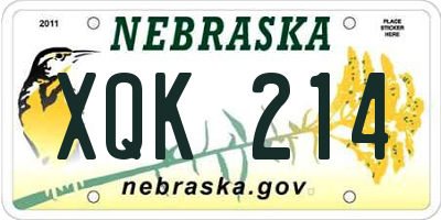 NE license plate XQK214