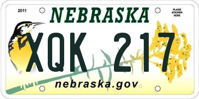 NE license plate XQK217