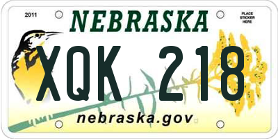 NE license plate XQK218