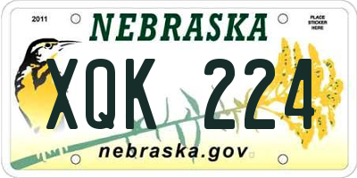 NE license plate XQK224