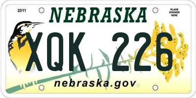 NE license plate XQK226