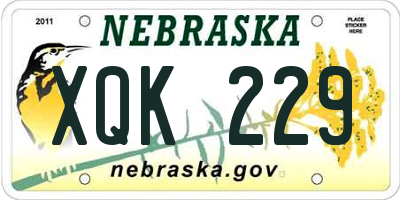 NE license plate XQK229