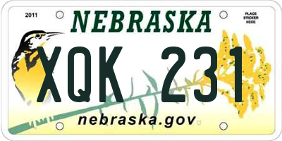 NE license plate XQK231