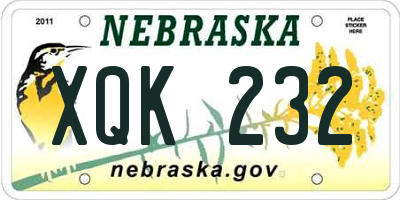 NE license plate XQK232