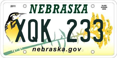 NE license plate XQK233