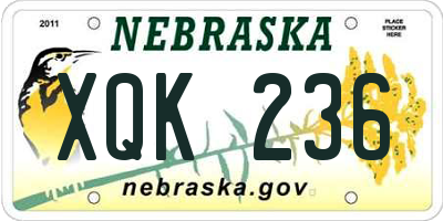 NE license plate XQK236