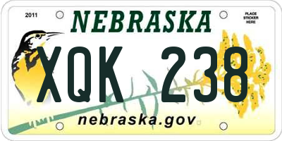NE license plate XQK238
