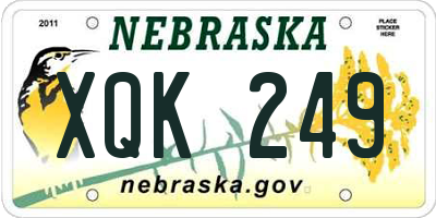 NE license plate XQK249