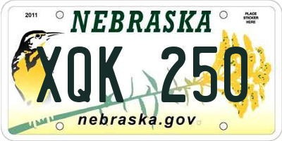 NE license plate XQK250