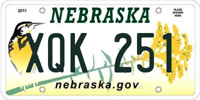 NE license plate XQK251
