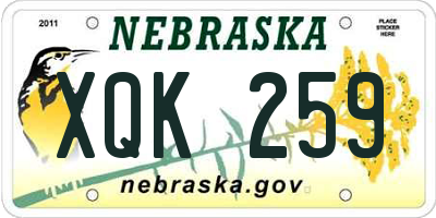 NE license plate XQK259