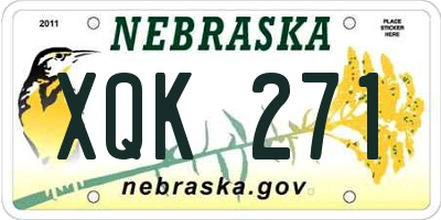 NE license plate XQK271