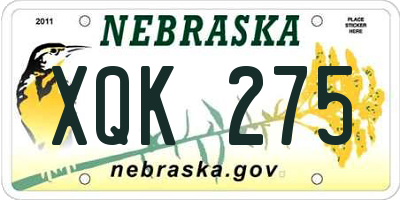 NE license plate XQK275