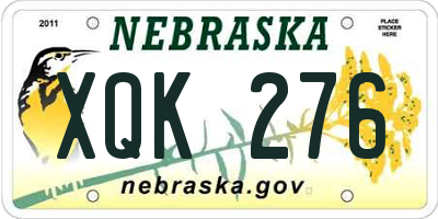 NE license plate XQK276