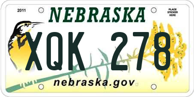 NE license plate XQK278
