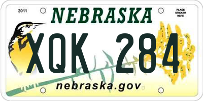 NE license plate XQK284