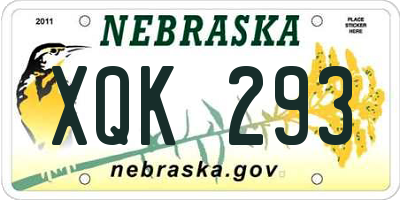 NE license plate XQK293