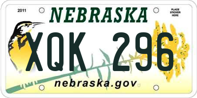 NE license plate XQK296