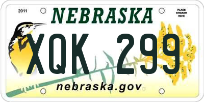 NE license plate XQK299