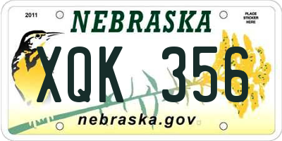 NE license plate XQK356
