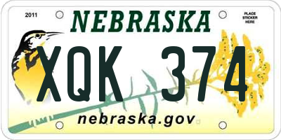 NE license plate XQK374