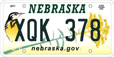 NE license plate XQK378
