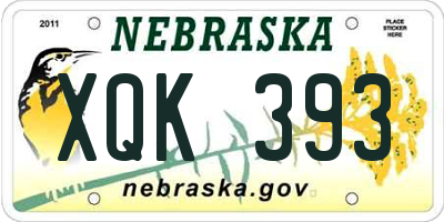 NE license plate XQK393