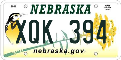 NE license plate XQK394