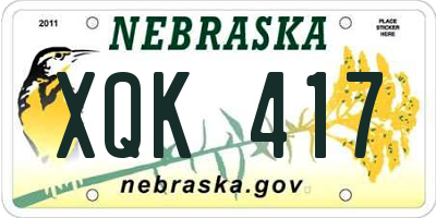 NE license plate XQK417