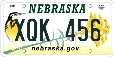 NE license plate XQK456