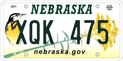 NE license plate XQK475