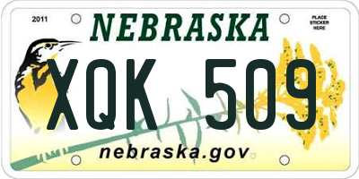 NE license plate XQK509