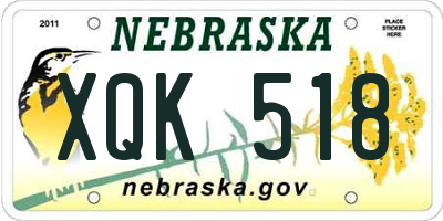 NE license plate XQK518