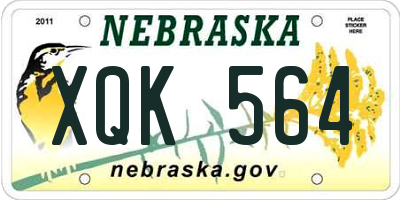 NE license plate XQK564