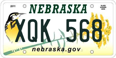 NE license plate XQK568