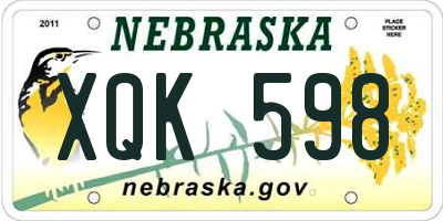 NE license plate XQK598
