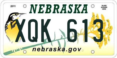 NE license plate XQK613