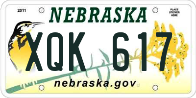 NE license plate XQK617