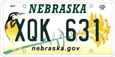 NE license plate XQK631